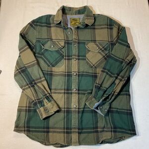 Anchorage Expedition Brand Green Pattern Flannel, Long Sleeve Button-Up, Size XL